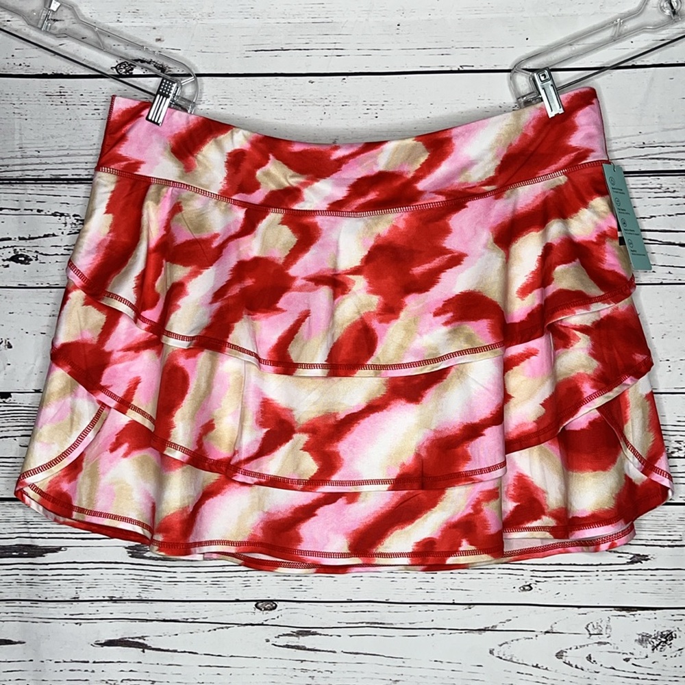 Ideology Performance Plus Size 3X Red Tiered Ruffle Skort - Skirt w/ Shorts
